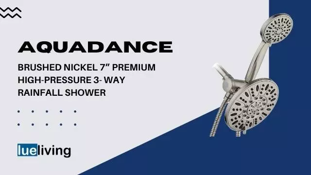 AQUADANCE BRUSHED NICKEL 7” PREMIUM HIGH-PRESSURE 3- WAY RAINFALL COMBO WITH EXTRA-LONG 72 INCH HOSE
