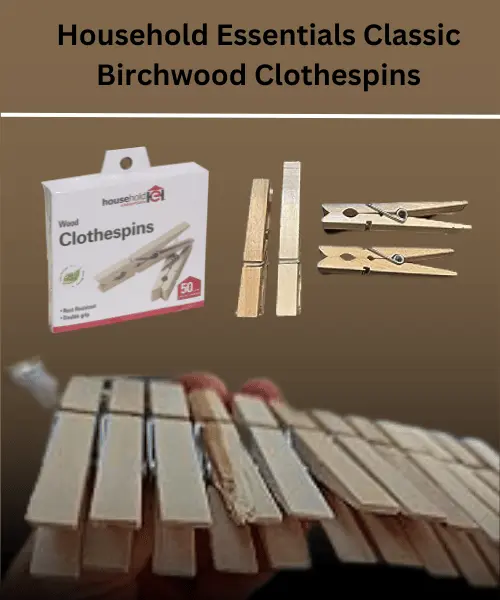 Household Essentials Classic Birchwood Clothespin showcasing natural wood grain.