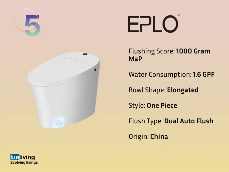eplo smart toilet with dual auto flush
