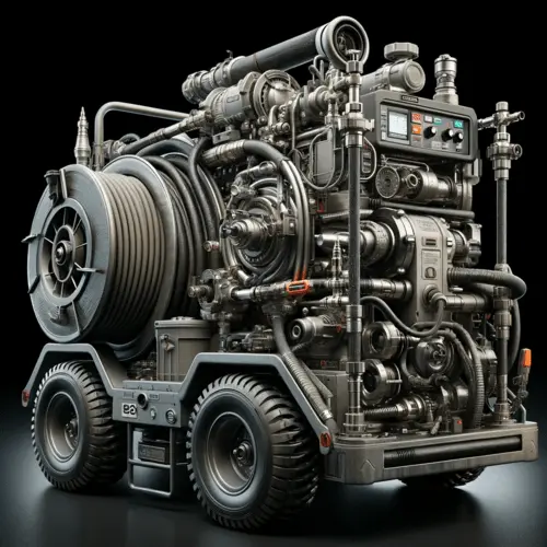 image of a hydro jetter machine, showcasing its design and features in high detail